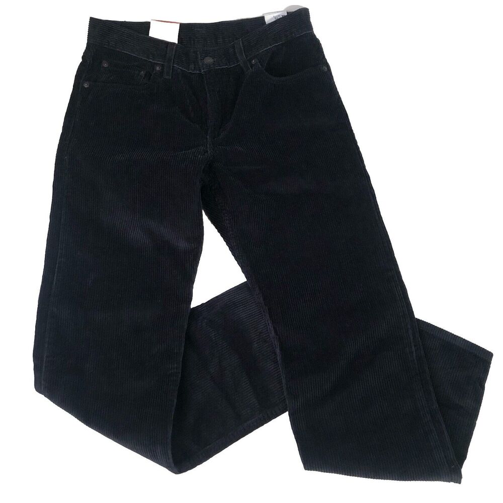 Levis Women’s Straight Leg Mid Rise Black/Navy Blue Hue Corduroy Pants 29x30 NWT